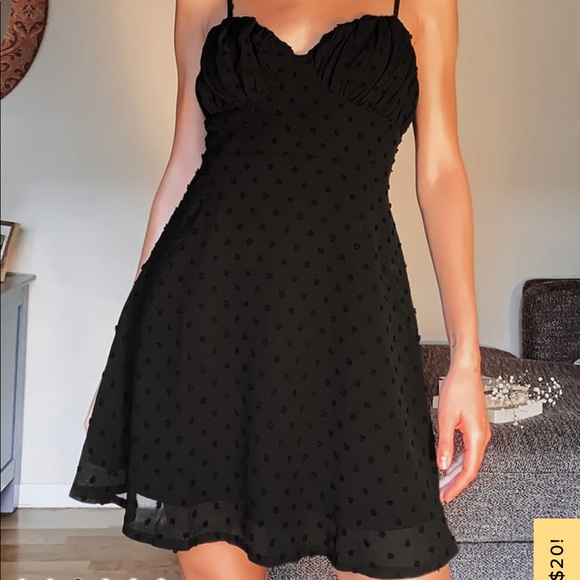 Lulus Black Swiss Dot Dress Extra Small - Picture 2 of 5